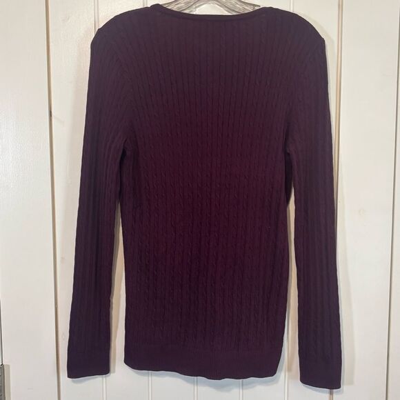 Talbots Outlet Comfy Cotton V-Neck Sweater Burgandy/Maroon MEDIUM - Picture 3 of 5